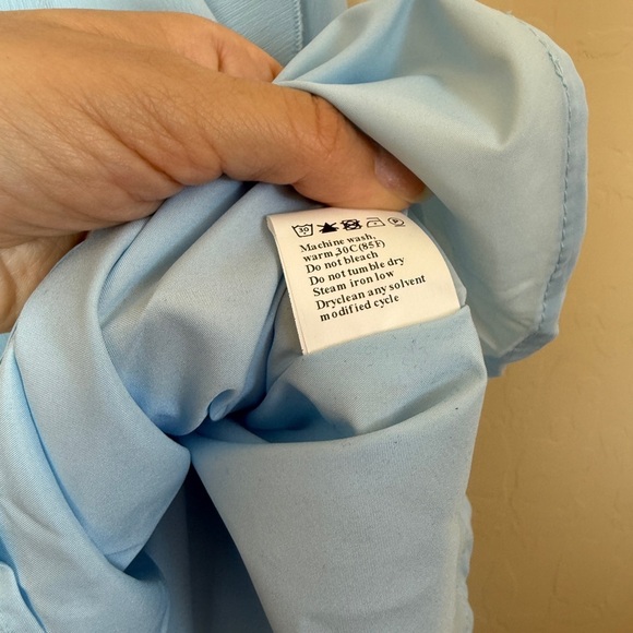 Powder Blue Women’s Mini Wrap Dress Ruffle Chiffon Alice in Wonderland Medium - Picture 4 of 10